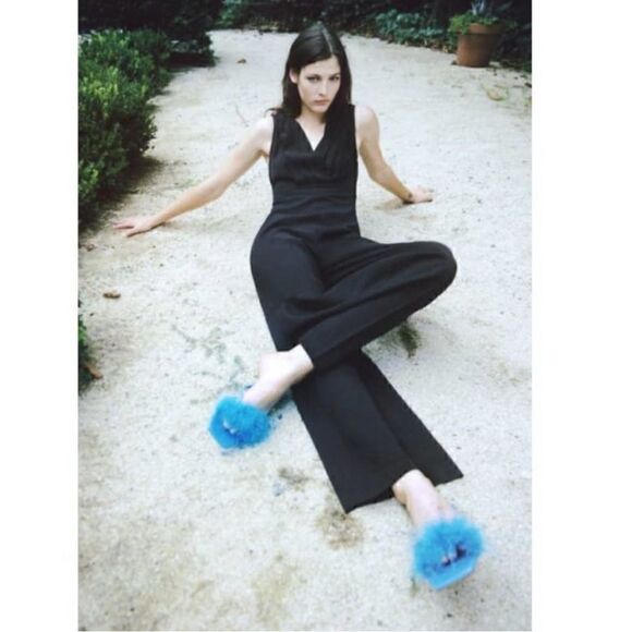 ZARA Sleeveless Pleated Front Wide Leg Jumpsuit in Black | SZ XS - Picture 5 of 15